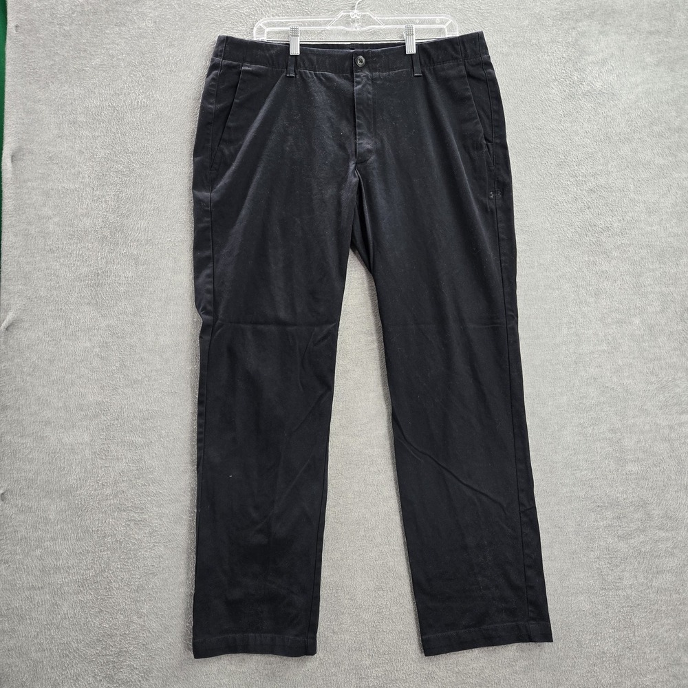 Under Armour Men Pants 38X32 Black Chino Logo Mid Rise Polyester Pockets